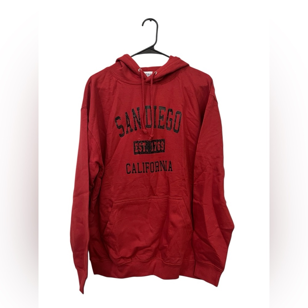 San Diego California Red Pullover Hoodie Distressed Size M